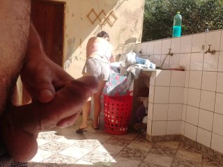 65a05d25070d3 I caught my stepdaughter doing laundry in shorts, I got horny and like her super luscious pussy