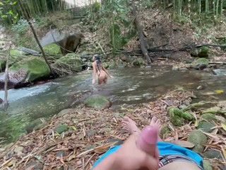 66fc6eda838ce Stepsister bathes in the river, while watching her I masturbate until I end up fucking her rich ass