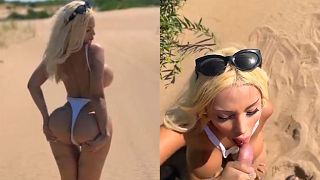 6864aeea4acca Petite blonde with big ass fucks on the beach! OUTDOOR SEX - Lana Myers