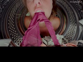 687ba32809205 Big Tits MILF Lady Lyne Stuck In The Washing Machine And Gets A Creampie And POV Facial Cumshot
