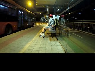 687d26f02630b Quick risky sex on public bus stop, squirting orgasm and cum inside Dada Deville