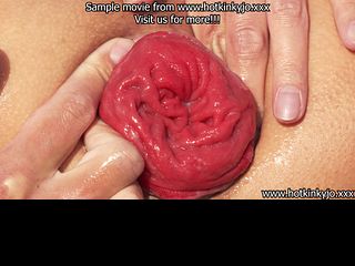 688789b41cf77 Hotkinkyjo deep anal dildo, belly bulge & prolapse on the gravel road