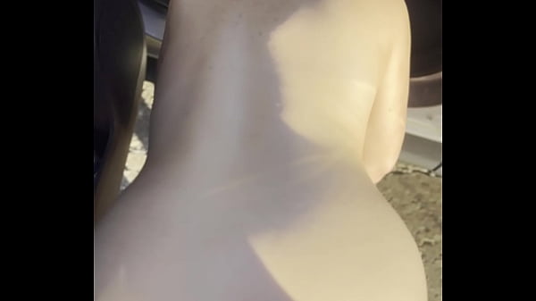 Real with huge tits watches herself cum as she gets fucked from behind in public