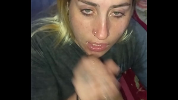 blonde sucks it all deep and gets a cum bath on her face and loves it — video thumbnail