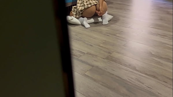 I FIND MY BIG ASS STEP-DAUGHTER IN HER SCHOOL UNIFORM PUTTING A DILDO IN HER ASS AND I MASTURBATE WITH HER MOANS UNTIL I CUM