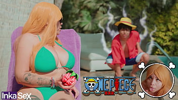 Cosplay - SUPER BUSTY Nami is fucked by Captain Luffy inside his crew looking for the ONE PIECE.