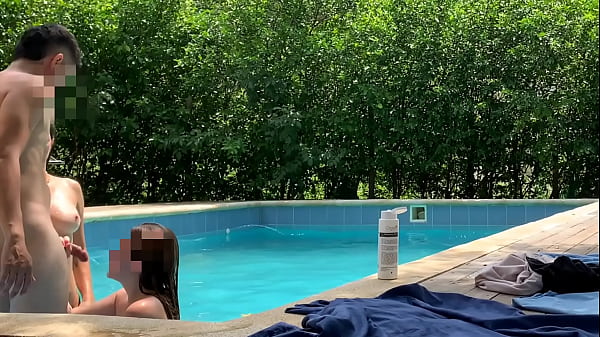 video.ufmbcvb8f81 While I'm cleaning the pool my boss and his sister get naked and they get me naked too for some fun